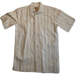 Bruno Size Small Short Sleeve Striped Washable Linen Casual Button Down …